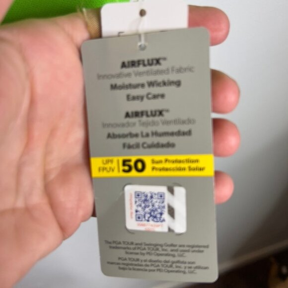 PGA TOUR $52 Men Airflux Mesh Golf Polo Shirt Size L Green Flash - Picture 4 of 10